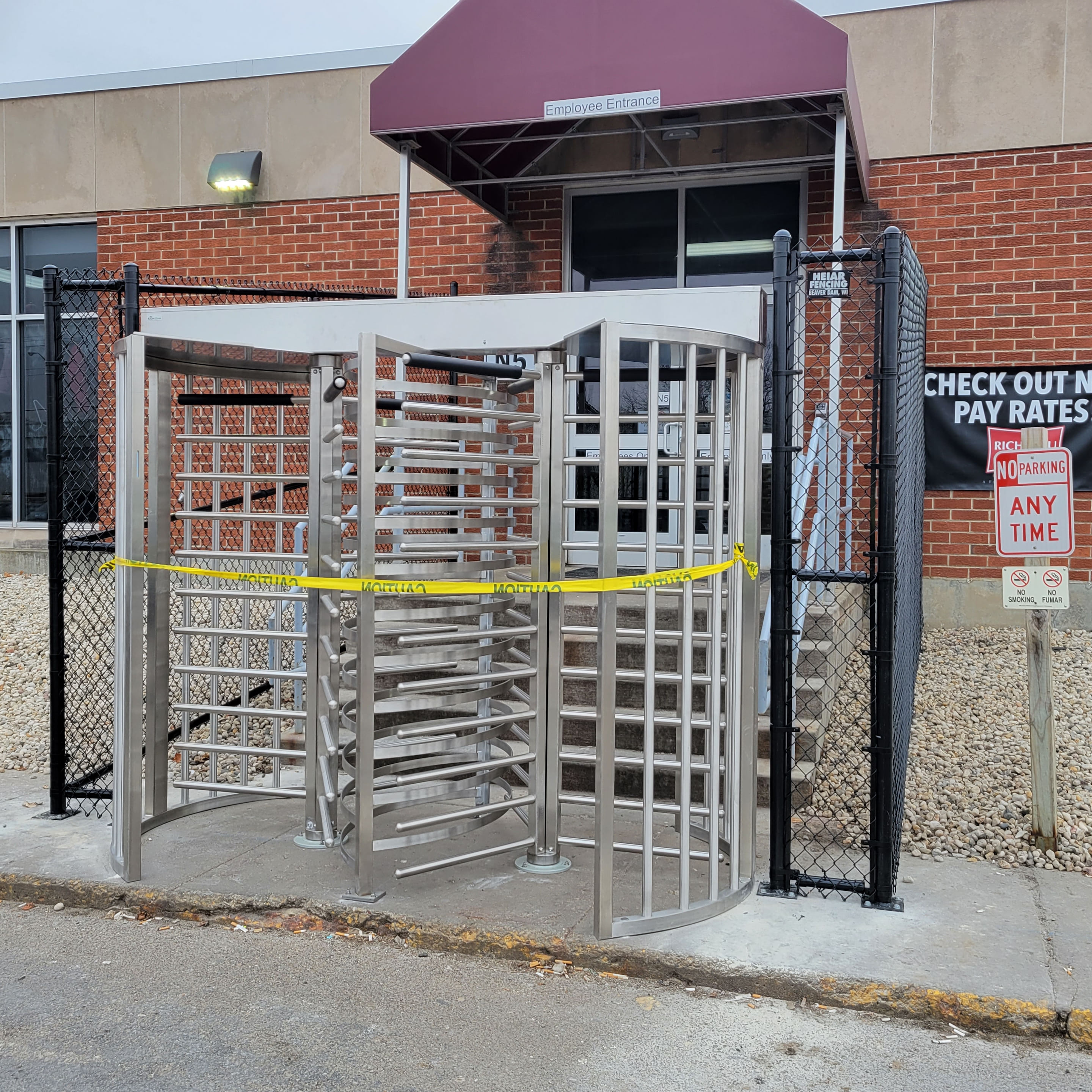 Commercial chain link gate and access detail